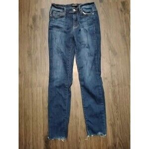 Judy Blue Los Angeles Jeans Juniors Size 5/27 Skinny Fit Dark Wash Denim Raw Hem